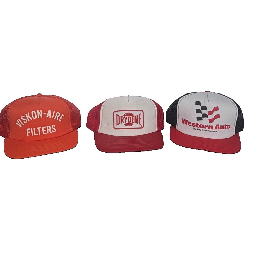 Vintage Trucker Hat Lot 1980s DRYDENE Western Auto Vishon-Aire Filters SnapBack